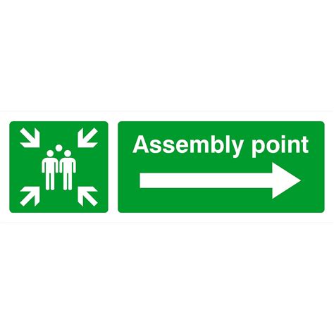Assembly Point Sign With Right Arrow Site Safety Signs Assembly
