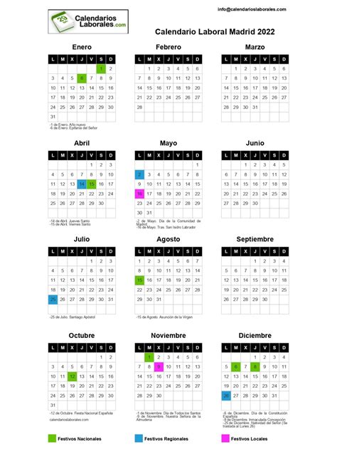 Calendario Laboral 2022 Comunidad De Madrid Firenzia Asesoría