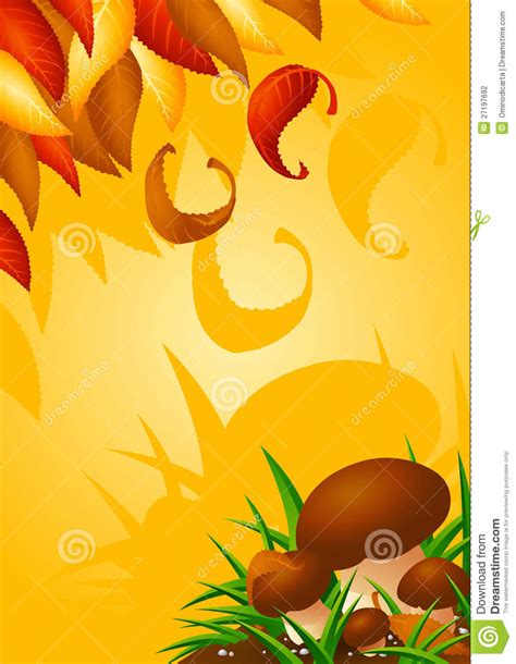Autumn Background With Mushrooms And Leaves Stock Vector