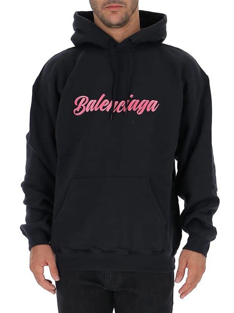 Low prices, your favorite brands & free shipping on many items. Balenciaga Cotton Logo Printed Hoodie in Washed Black/Pink ...
