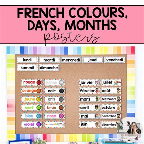 French Colours Days And Months Cards La Classe De Mme Caroline