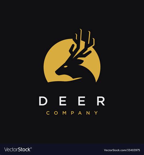 Minimalist Moon Deer Logo Icon Template Royalty Free Vector