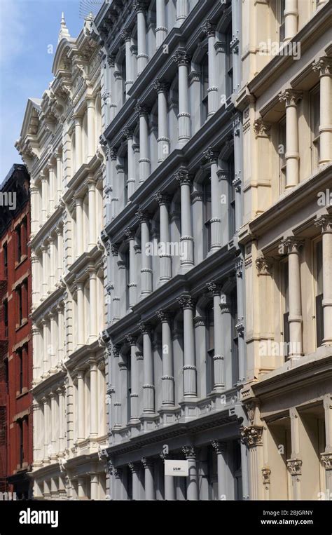 Row Of Historic Cast Iron Buildings In Soho In Lower Manhattan New