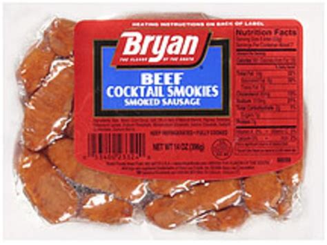 Bryan Beef Cocktail Smokies Sausage Oz Nutrition Information Innit