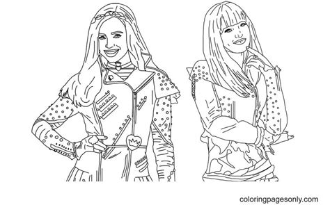 Evie And Mal From Descendants Coloring Page Free Printable Coloring Pages
