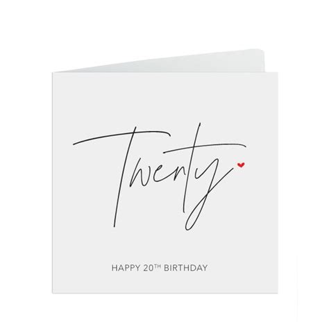 20th Birthday Card Etsy Uk