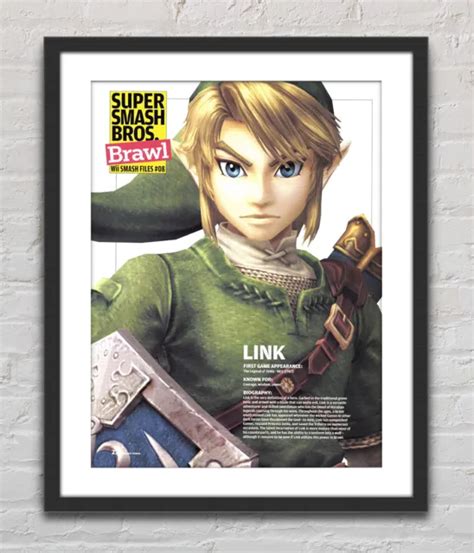 Super Smash Bros Brawl Wii U Brawl Link Glossy Art Poster Unframed