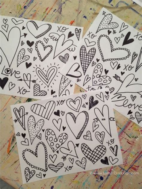 Valentine Doodled Hearts DIY Printable Valentine Doodle Heart