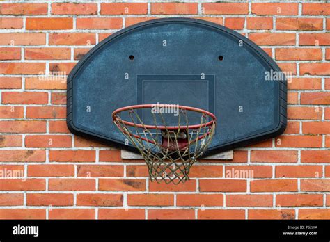 Basketball Court Outdoor In Front Of A Old Brick Wall Stock Photo Alamy