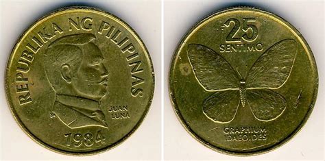 Coin Values 25 Centimo 1984 Philippines Brass Prices And Values Km 2411