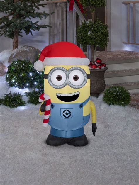 Airblown® Inflatable Minion Dave With Candy Cane By Gemmy Minion Dave