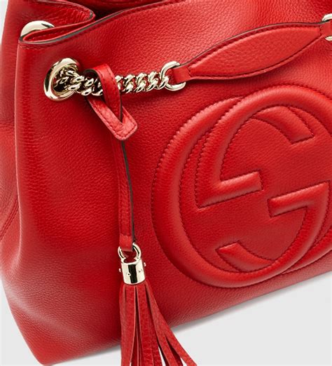 Gucci Soho Leather Shoulder Bag In Red Lyst