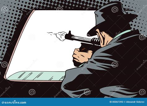 gangster shoots machine gun pop art vector 62457942