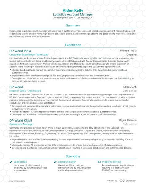 5 Logistics Account Manager Resume Examples And Guide For 2023
