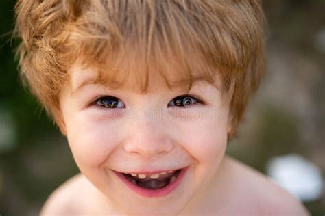 Happy Child Baby Teeth Preschooler Portrait Cute Face Close Up