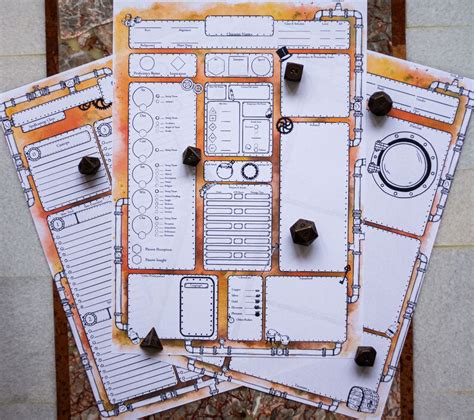 5e Character Sheet Pdf Dnd Artificer Themed Ttrpg Accessory Bundle For