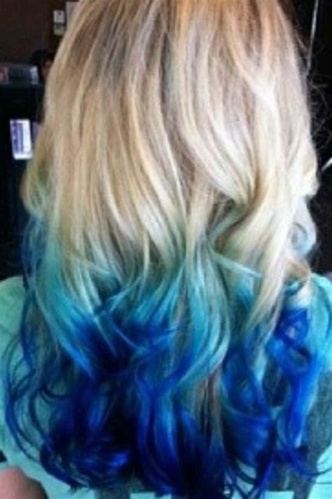 Blonde Hair With Light And Dark Blue Ends Long Hair Styles Hair