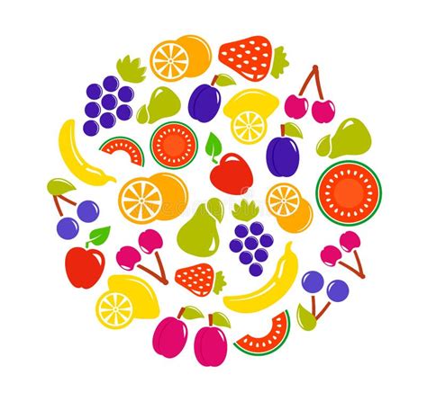 Fruit Objects In Round Stock Illustration Illustration Of Food 56590889
