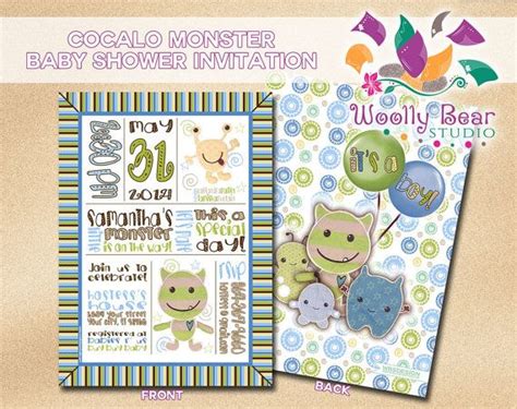 Printable Cocalo Monsters Stripes Baby Shower Invitation Peek A Boo