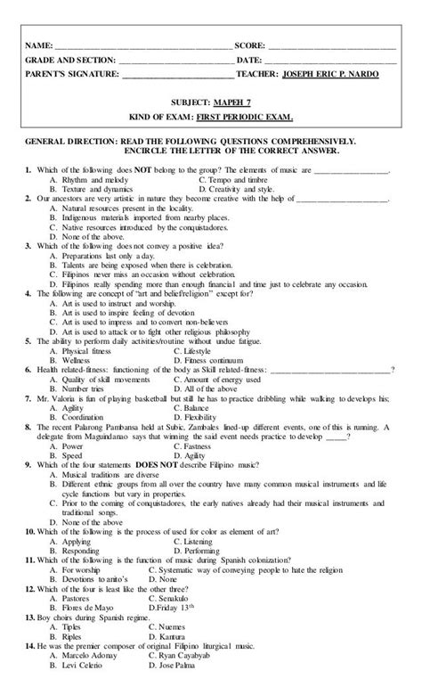 Summative Test Mapeh Summative Test Summative Math Challenge