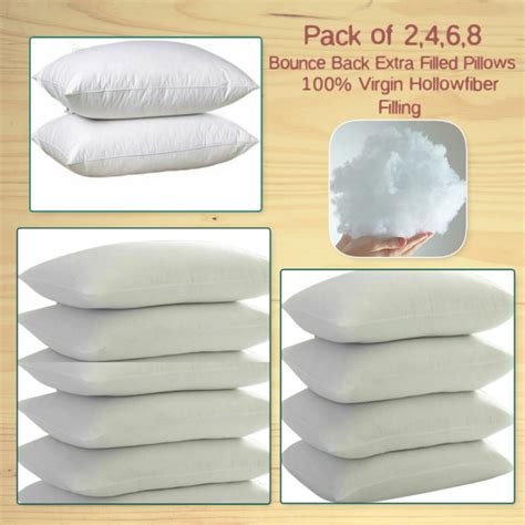 Hollowfiber Pillows Bounce Back Extra Fill Firm Pillows Hotel Quality 24and6 Pack Ebay
