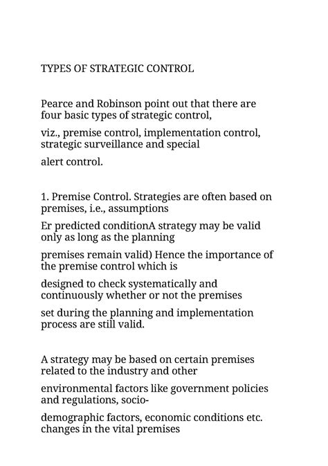 Types Of Strategic Control And Operational Control Strategic