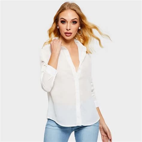 White Shirt Women Sexy Lace Backless Spring Thin See Through Fashion
