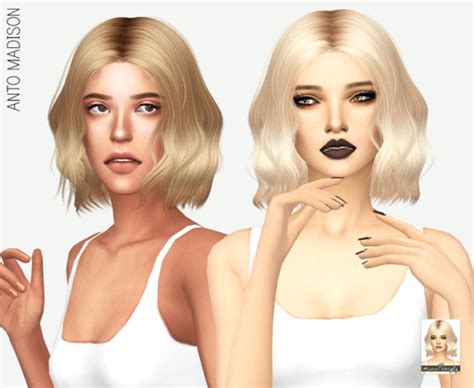 Miss Paraply Anto`s Madison Hairstyle Retextured Solid • Sims 4 Downloads