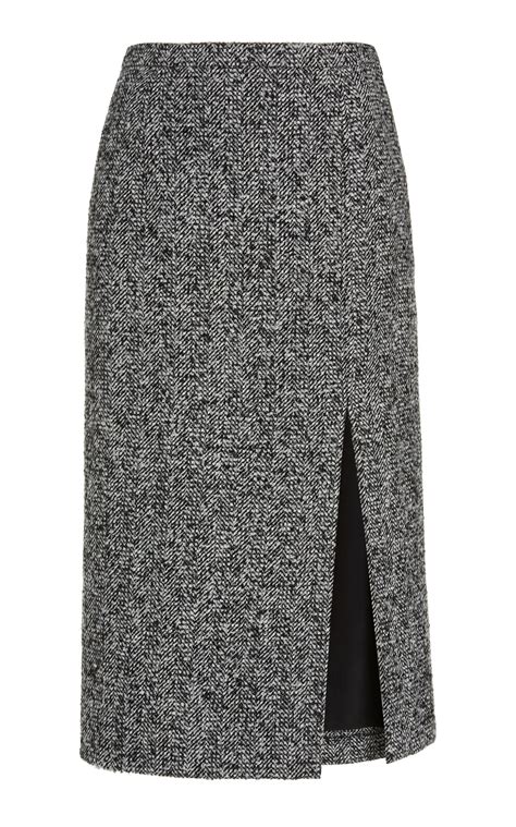 Michael Kors Collection Herringbone Tweed Pencil Skirt In 2020 Tweed