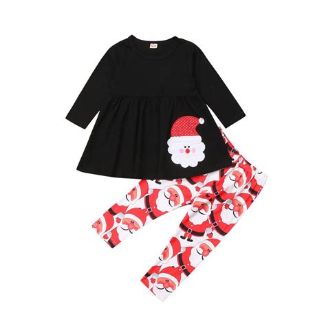 Toddler Kids Baby Girl Clothes Christmas Outfit Santa Claus T Shirt Top
