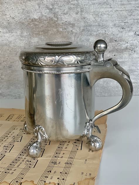 Decorative Pewter Tankard With Lid Made In Norway Pewter Beer Etsy