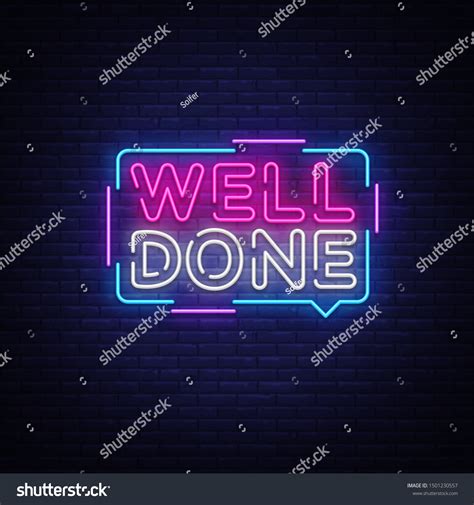 Well Done Neon Text Vector Design Stock Vector Royalty Free
