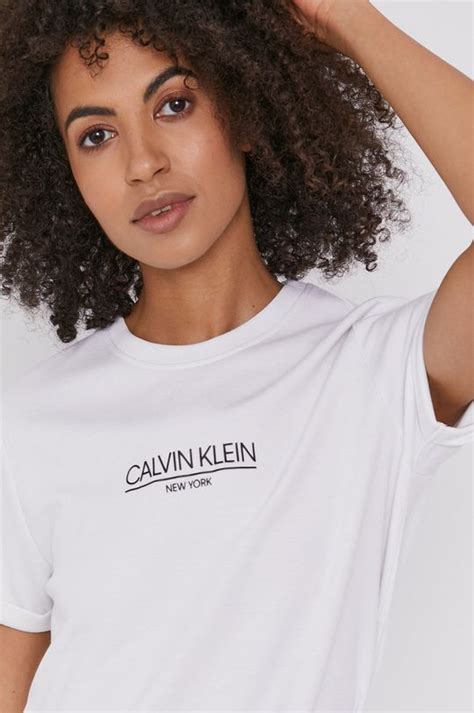 Calvin Klein Sukienka Kolor Biały Midi Prosta