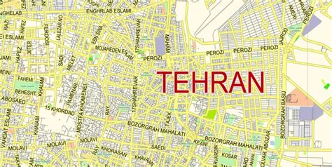 Tehran Iran Pdf Map En Low Detailed City Plan Editable Adobe Pdf Street