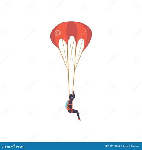 Skydiver Descending With A Parachute Extreme Sport Leisure Activity