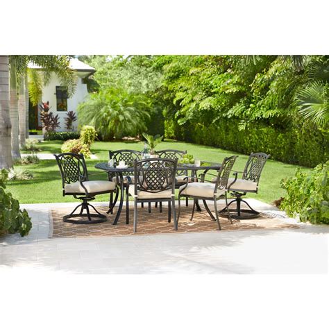 Hampton Bay Belcourt 7-Piece Metal Outdoor Dining Set with ...