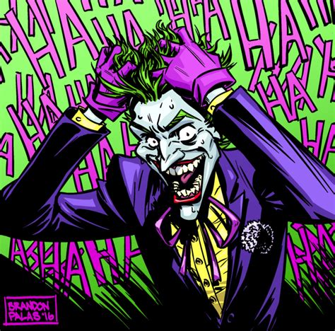 The Joker In Purple And Yellow Is Holding His Hands Up To His Head