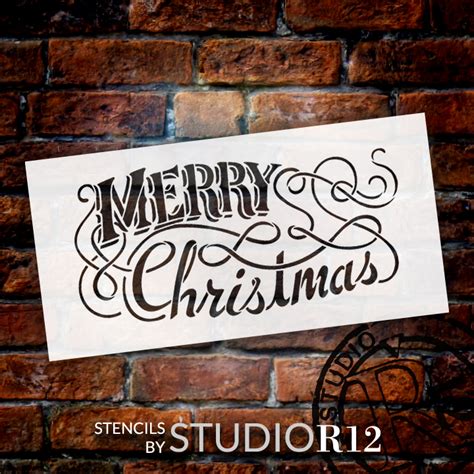 Merry Christmas Elegant Typography Word Stencil 12 X 6