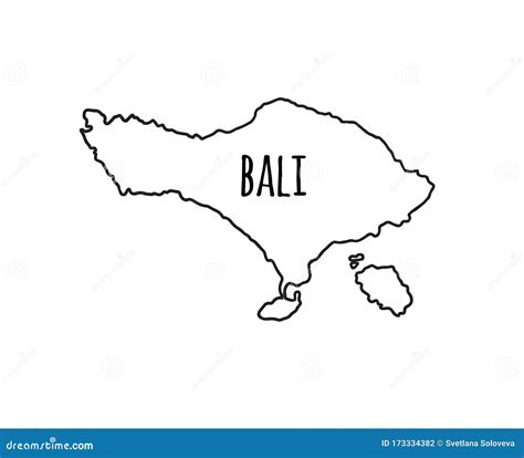 Vector Hand Drawn Outline Bali Map Silhouette Royalty Free Stock Image