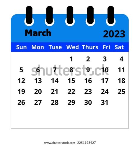 March 2023 Calendar March 2023 Monthly Stock Illustration 2251193427