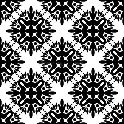 Abstract Seamless Pattern Black Abstract Silhouette Of A Flower Stock