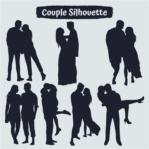 Premium Vector Collection Of Romantic Couple Silhouettes In Different