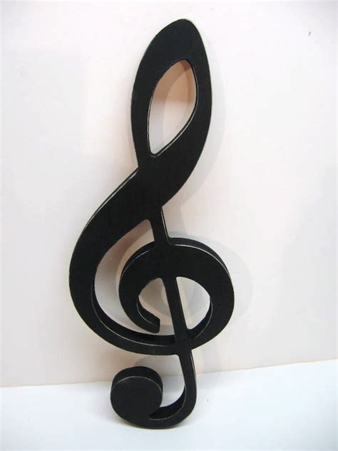Black Wood Musical Note Treble Clef Wall Decor 15 Inches