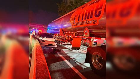 Fire Crews Rescue Driver Pinned Between Tanker Truck Barrier In Boston Boston News Weather