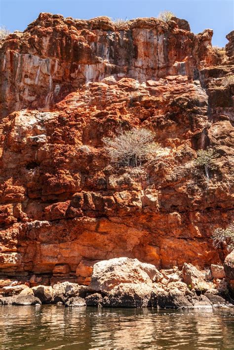 Portrait Of Red Rock Cliffs In Yardie Creek Gorge Exmouth Australia