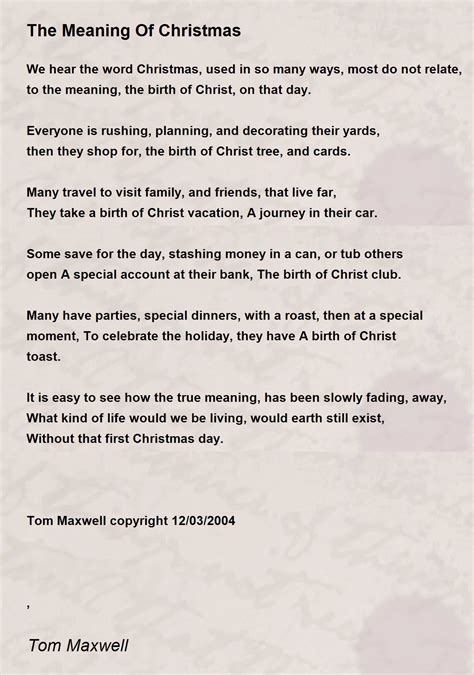 the meaning of christmas the meaning of christmas poem by the original tom maxwell