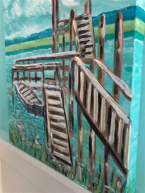 Boat Dock Of Aquas On The Marsh Painting Etsy