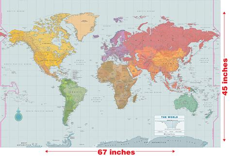 Large World Wall Map Physical Laminated Vrogue Co