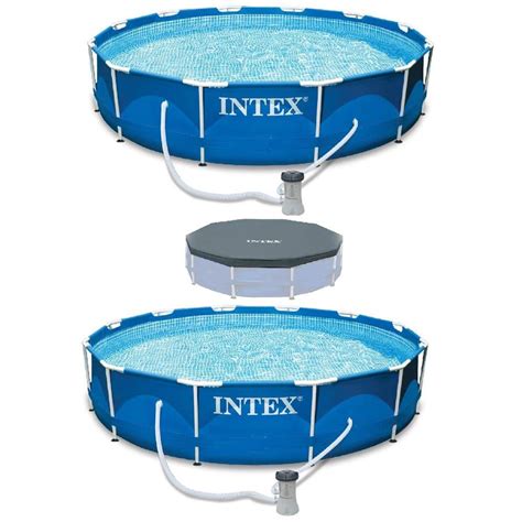 Intex 12 Ft X 30 In Metal Frame Swimming Pool With Filter Pump 2