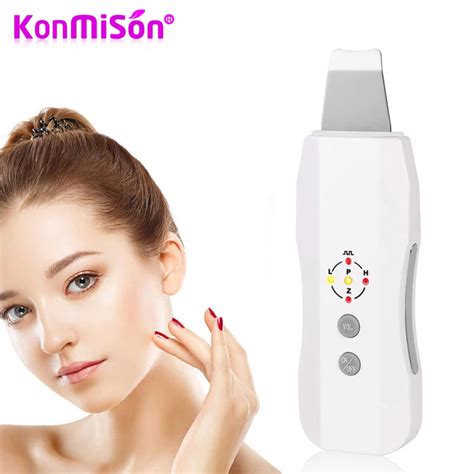 konmison ultrasonic face skin scrubber cleaner pore peel facial cleansing anion ultrasound